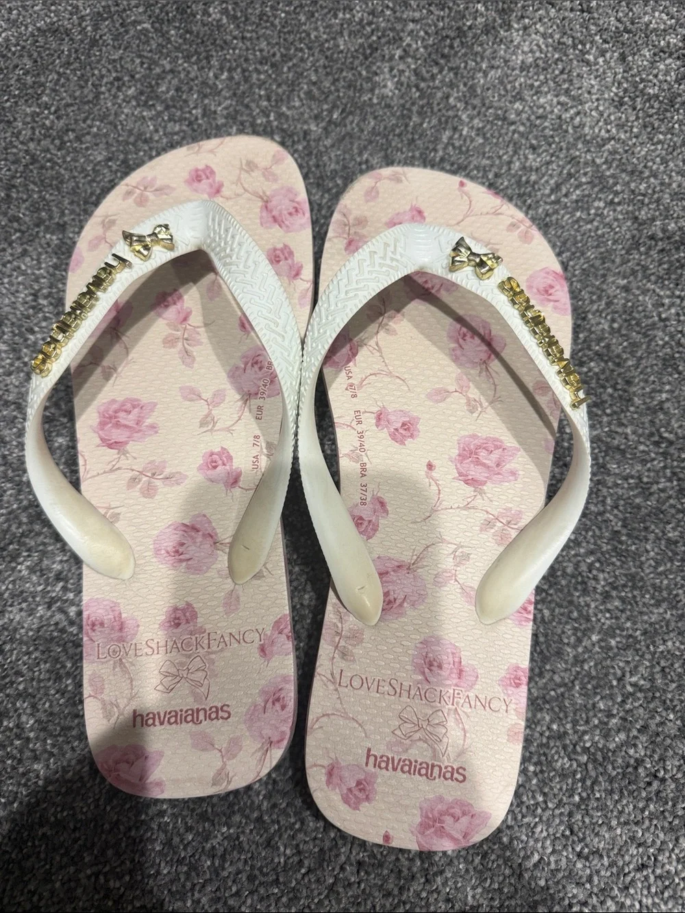 Havaianas x LoveShackFancy Top Ribbon Rosa Floral Sandals 7/8